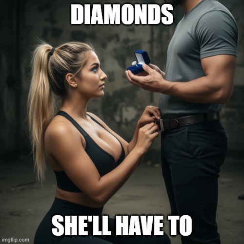 Diamonds, She'll Have To | DIAMONDS; SHE'LL HAVE TO | image tagged in proper thanks | made w/ Imgflip meme maker
