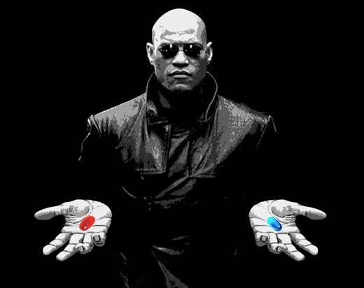 Neo red pill blue pill Blank Meme Template