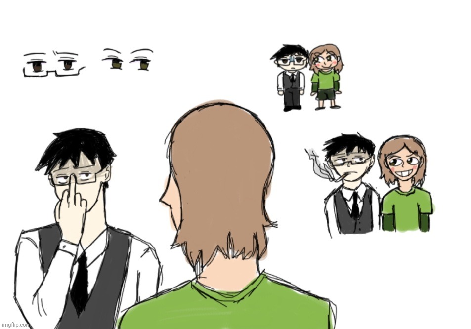 Tired librarian and hyperactive football player </3 | image tagged in oc,drawing | made w/ Imgflip meme maker