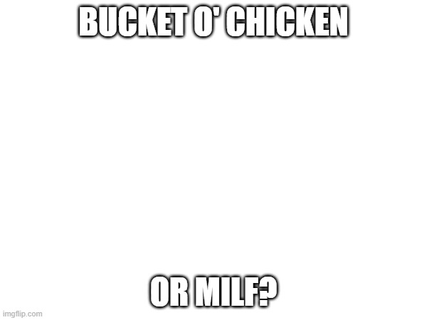 You must choose | BUCKET O' CHICKEN; OR MILF? | image tagged in msmg,milf,fried chicken | made w/ Imgflip meme maker