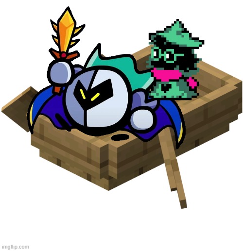 terminalmontage meta knight and ralsei in minecraft oak boat | made w/ Imgflip meme maker