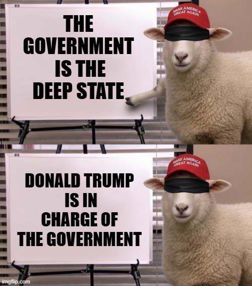 THE DEEP SHEEP STATE | THE GOVERNMENT
 IS THE DEEP STATE; DONALD TRUMP
 IS IN CHARGE OF THE GOVERNMENT | image tagged in whiteboard,jim halpert explains,deep state,maga,trump,jim halpert pointing to whiteboard | made w/ Imgflip meme maker