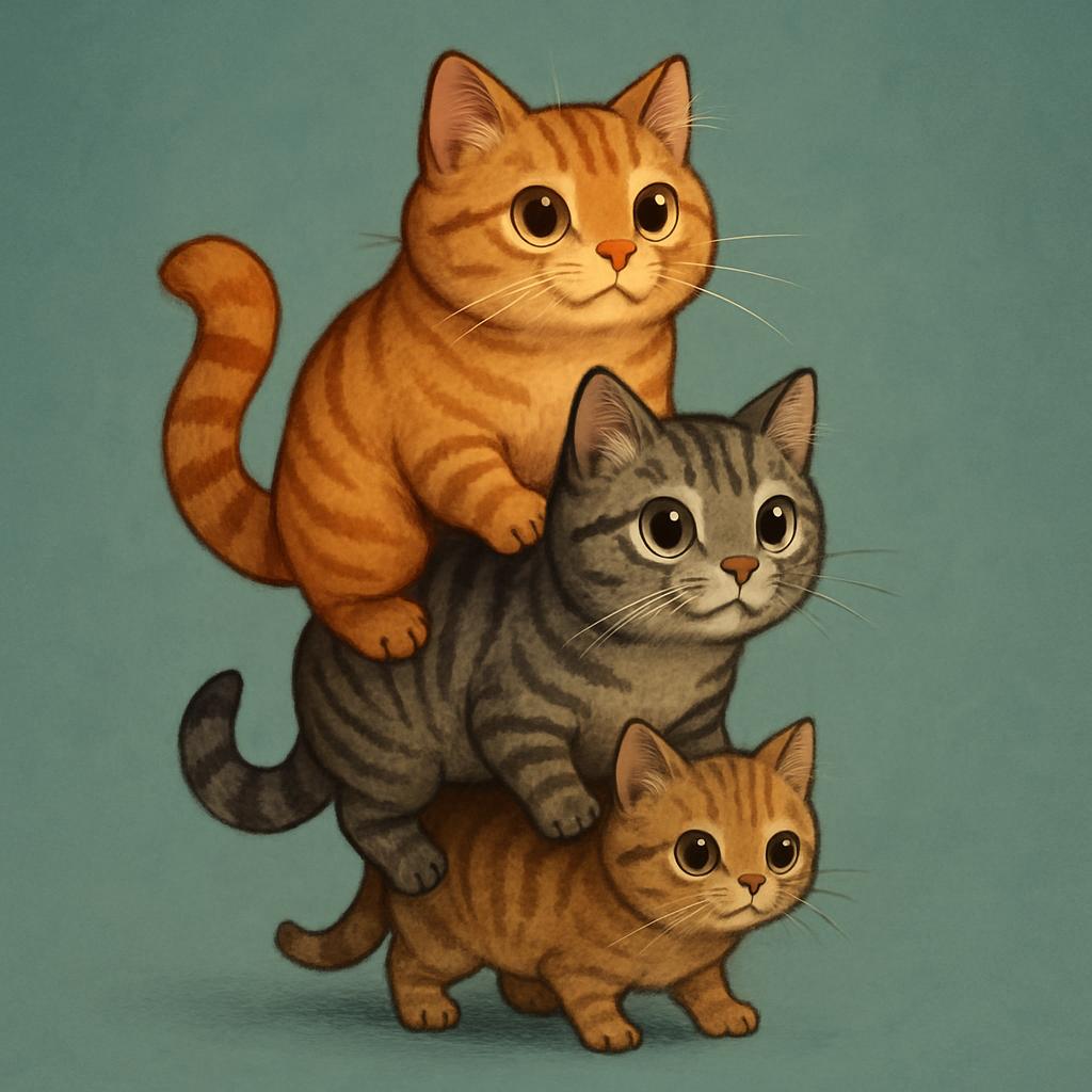 High Quality Cat Riding a smaller cat Riding An even smaller cat Blank Meme Template