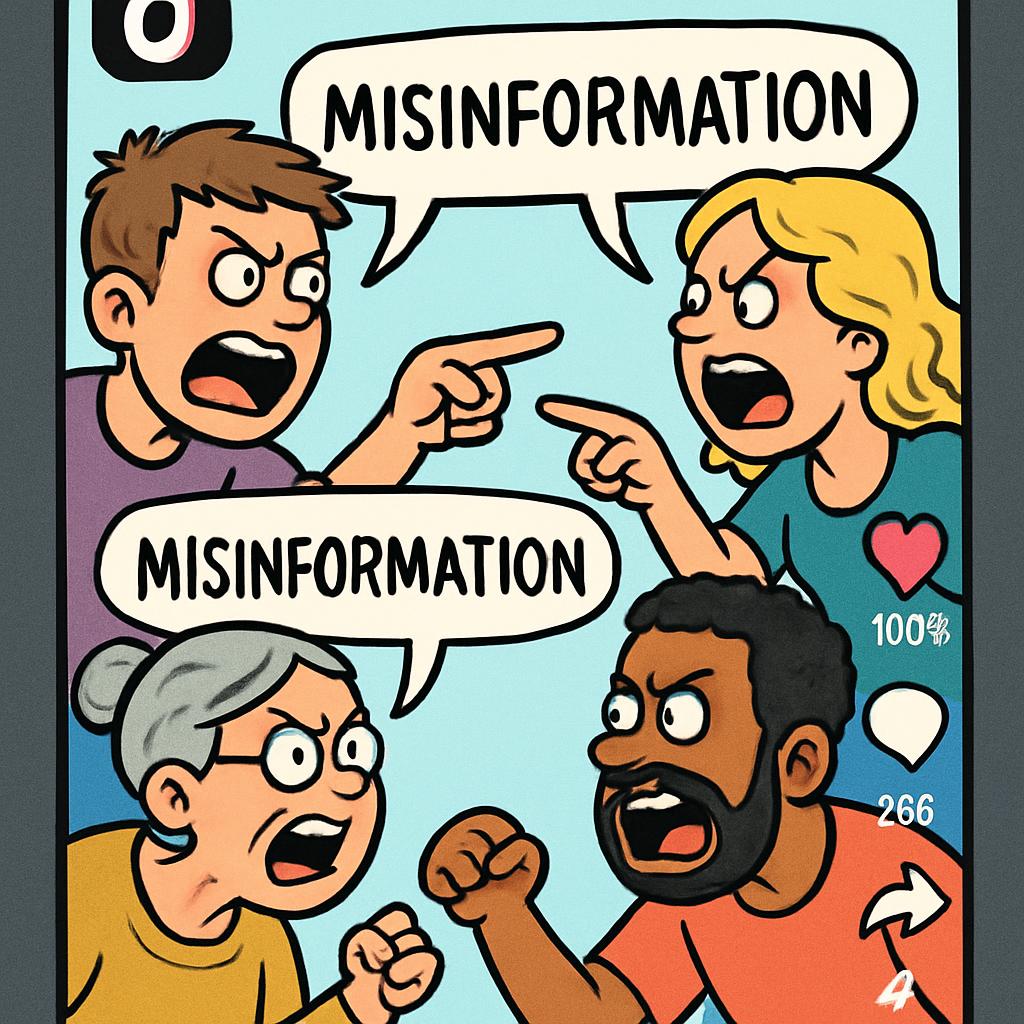 Tik Tok panel with people shouting misinformation at each other Blank Meme Template