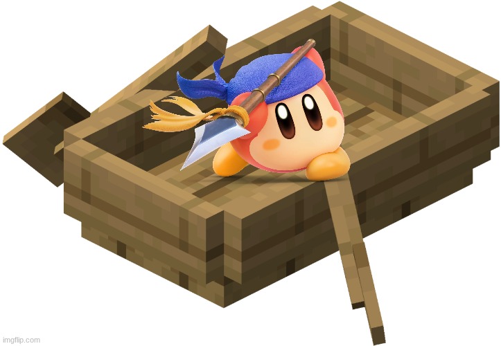 Bandana Waddle Dee in boat | image tagged in minecraft oak boat | made w/ Imgflip meme maker