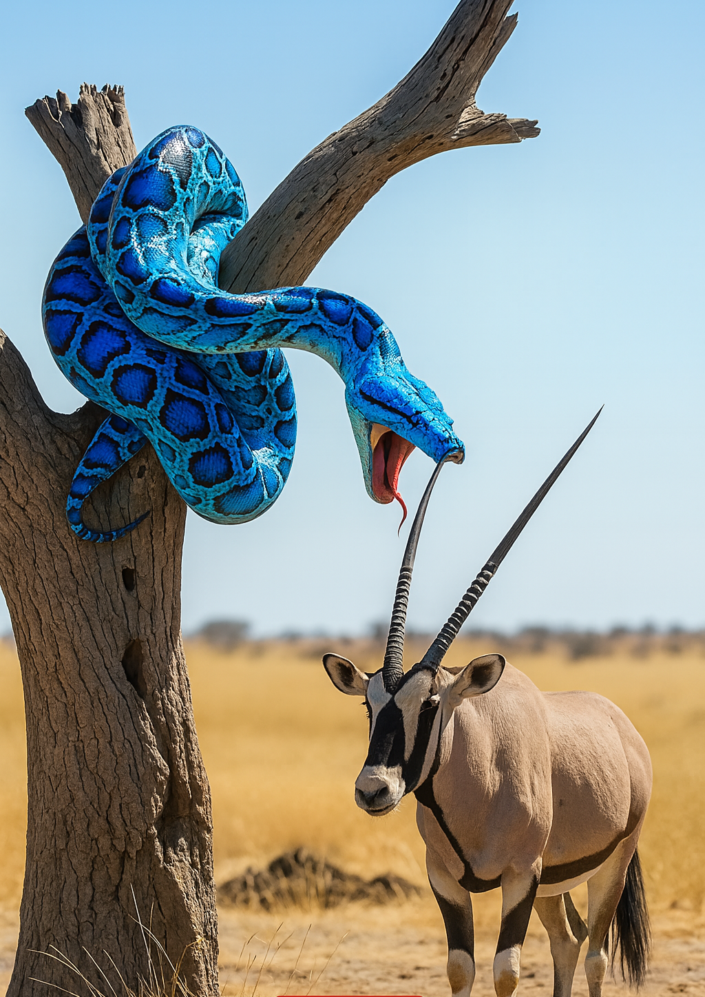 Blue python snake and oryx Blank Meme Template