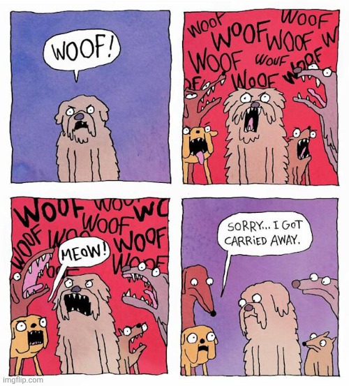 Woof meow | image tagged in woof,meow,dogs,dog,cat,comics | made w/ Imgflip meme maker