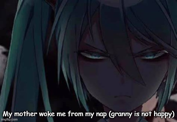 mad miku :3 | My mother woke me from my nap (granny is not happy) | image tagged in mad miku 3 | made w/ Imgflip meme maker