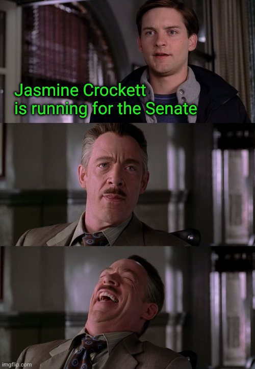 Jasmine Crockett is running for the Senate | Jasmine Crockett
is running for the Senate | image tagged in crazy jasmine crockett,crazy crockett,jasmine crockett | made w/ Imgflip meme maker