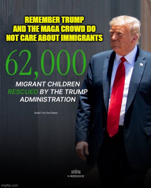 62,000 Children | REMEMBER TRUMP AND THE MAGA CROWD DO NOT CARE ABOUT IMMIGRANTS | image tagged in illegal immigration,immigration,deportation,child abuse,slavery,pedophiles | made w/ Imgflip meme maker