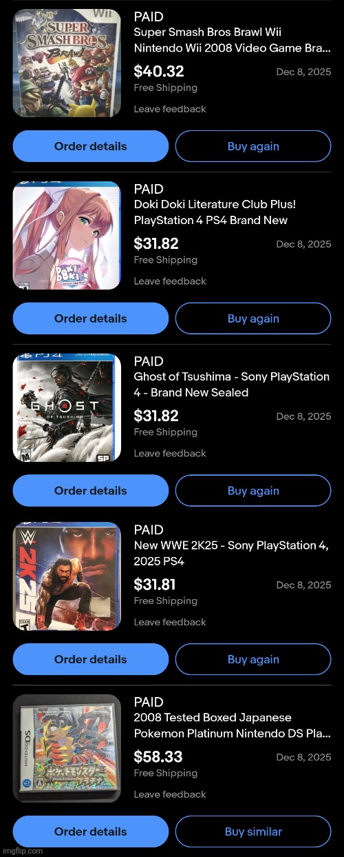 Bought games from eBay | made w/ Imgflip meme maker