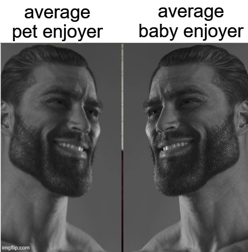 Average Fan vs Average Enjoyer | average pet enjoyer average baby enjoyer | image tagged in average fan vs average enjoyer | made w/ Imgflip meme maker