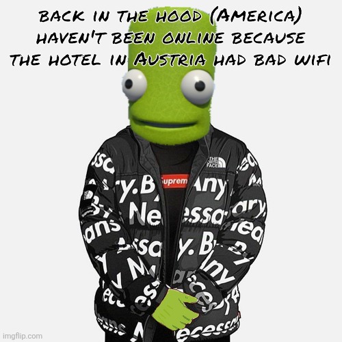 epilektoi drip | back in the hood (America)
haven't been online because the hotel in Austria had bad wifi | image tagged in epilektoi drip | made w/ Imgflip meme maker