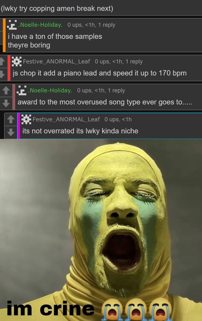 this jit described mf breakcore and called it "niche" im so fucking done lmaoooooo | image tagged in im crine | made w/ Imgflip meme maker