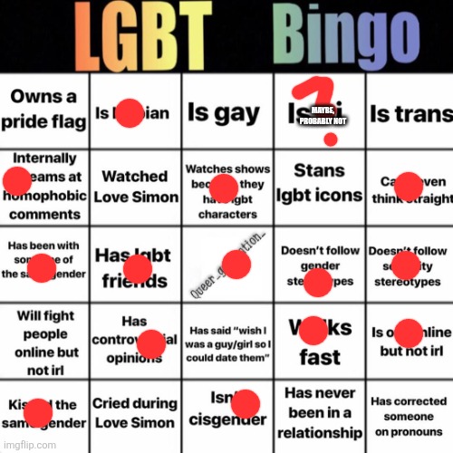 . | MAYBE, PROBABLY NOT | image tagged in lgbtq bingo | made w/ Imgflip meme maker
