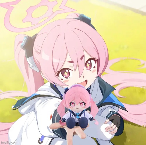 Koyuki giving koyuki plushie | image tagged in koyuki giving koyuki plushie | made w/ Imgflip meme maker