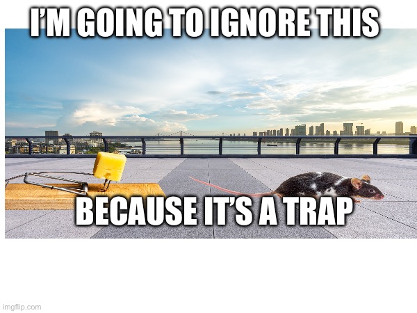 Mouse trap | I’M GOING TO IGNORE THIS; BECAUSE IT’S A TRAP | image tagged in relatable | made w/ Imgflip meme maker