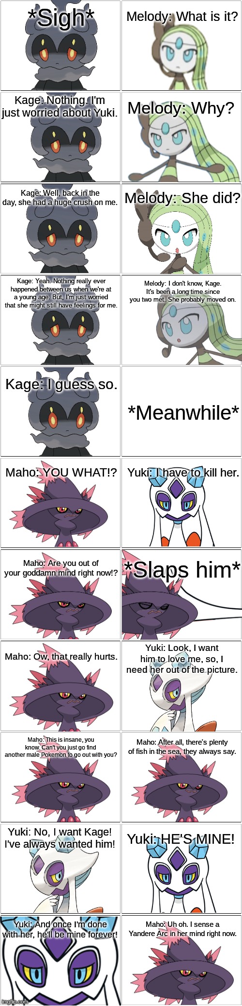 Yuki's Yandere Arc.mp3 | image tagged in kage,melody,yuki,maho,kage and melody,comic | made w/ Imgflip meme maker