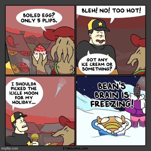 image tagged in stars,boiled egg,icicle,moon,bean,brain freeze | made w/ Imgflip meme maker