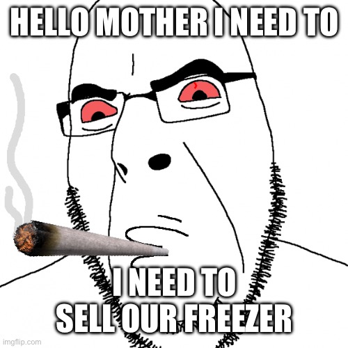 Cobson with a fat blunt | HELLO MOTHER I NEED TO; I NEED TO SELL OUR FREEZER | image tagged in cobson with a fat blunt | made w/ Imgflip meme maker
