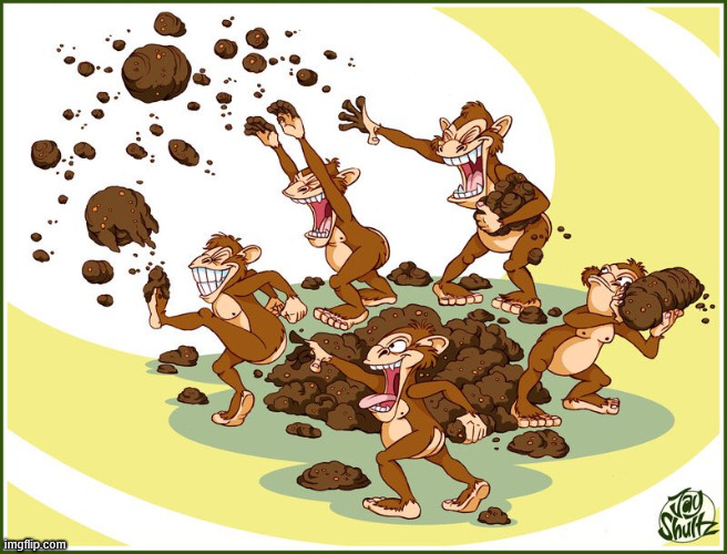 Poop flinging monkeys | image tagged in poop flinging monkeys | made w/ Imgflip meme maker