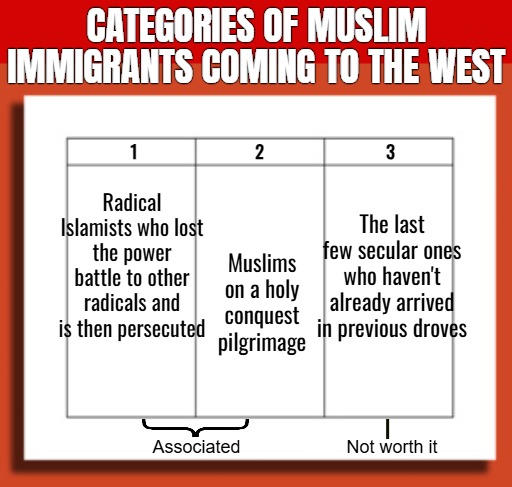 Then you mix them all in the west and the children of seculars radicalize in 2nd generation (statistically) | Associated; Not worth it | image tagged in islam,immigration | made w/ Imgflip meme maker
