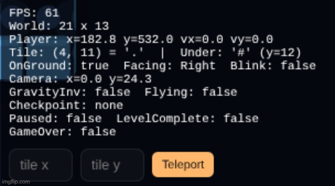 new debug menu | made w/ Imgflip meme maker