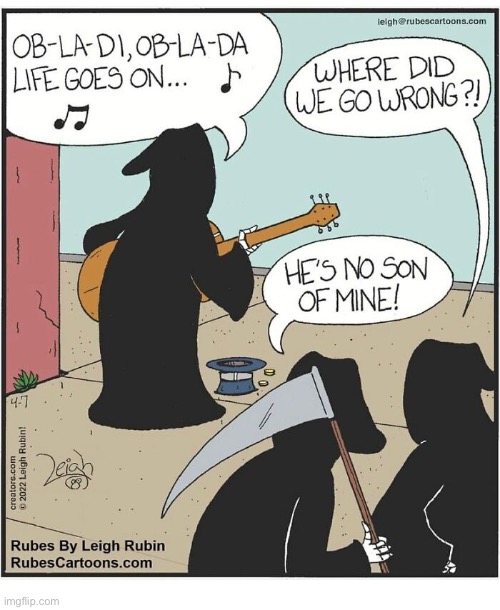 Rubes | image tagged in comics,rubes,grim reaper,family,different career | made w/ Imgflip meme maker