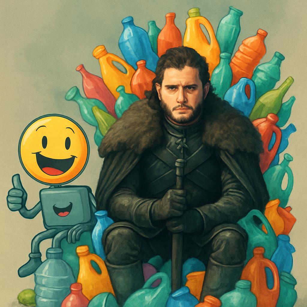 ChatGPT being funny and Jonathan Snow sitting on a throne of pla Blank Meme Template