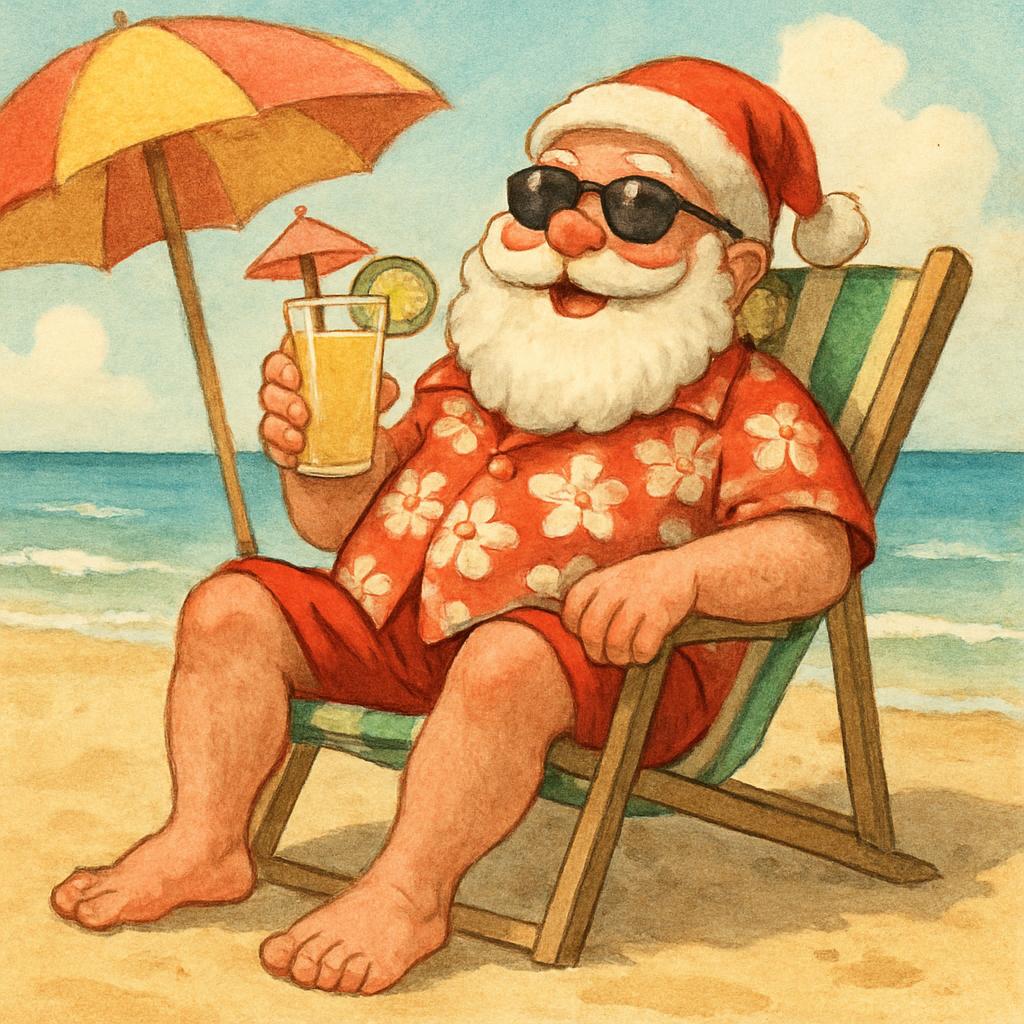 Vacation Santa Blank Meme Template