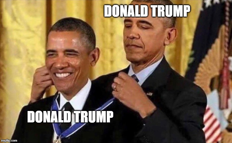 Trump is a living meme of embarrassment | DONALD TRUMP; DONALD TRUMP | image tagged in obama medal | made w/ Imgflip meme maker