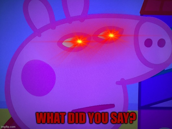 What did you say Peppa Pig | WHAT DID YOU SAY? | image tagged in what did you say peppa pig | made w/ Imgflip meme maker