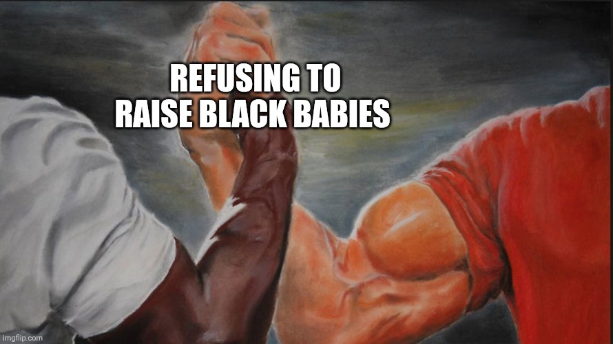 Ebony and ivory! Live together in perfect harmony...! | REFUSING TO RAISE BLACK BABIES | image tagged in black white arms | made w/ Imgflip meme maker