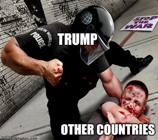 NWO cop peace protestor | TRUMP; OTHER COUNTRIES | image tagged in nwo cop peace protestor | made w/ Imgflip meme maker