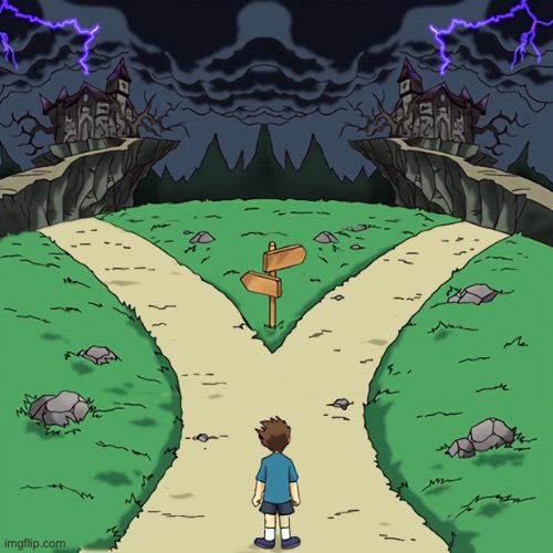 Two paths | image tagged in two paths | made w/ Imgflip meme maker