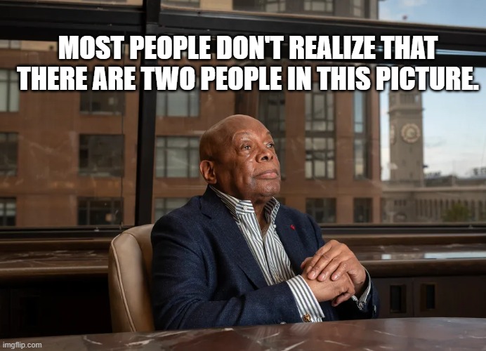 Two People | MOST PEOPLE DON'T REALIZE THAT THERE ARE TWO PEOPLE IN THIS PICTURE. | image tagged in kamala harris | made w/ Imgflip meme maker