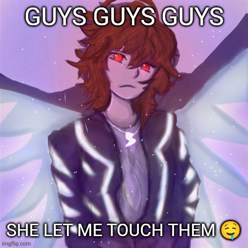 Jamie (tysm c0p, my GOAT) | GUYS GUYS GUYS; SHE LET ME TOUCH THEM 🤤 | image tagged in jamie tysm c0p my goat | made w/ Imgflip meme maker