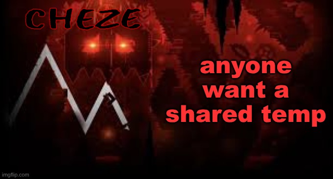 I'm bored | anyone want a shared temp | image tagged in cheze slaughterhouse temp | made w/ Imgflip meme maker