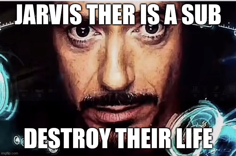 Jarvis Iron Man | JARVIS THER IS A SUB; DESTROY THEIR LIFE | image tagged in jarvis iron man | made w/ Imgflip meme maker