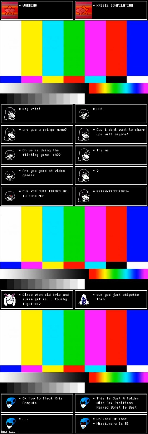 mmmh tasty sins | image tagged in tv test card color | made w/ Imgflip meme maker