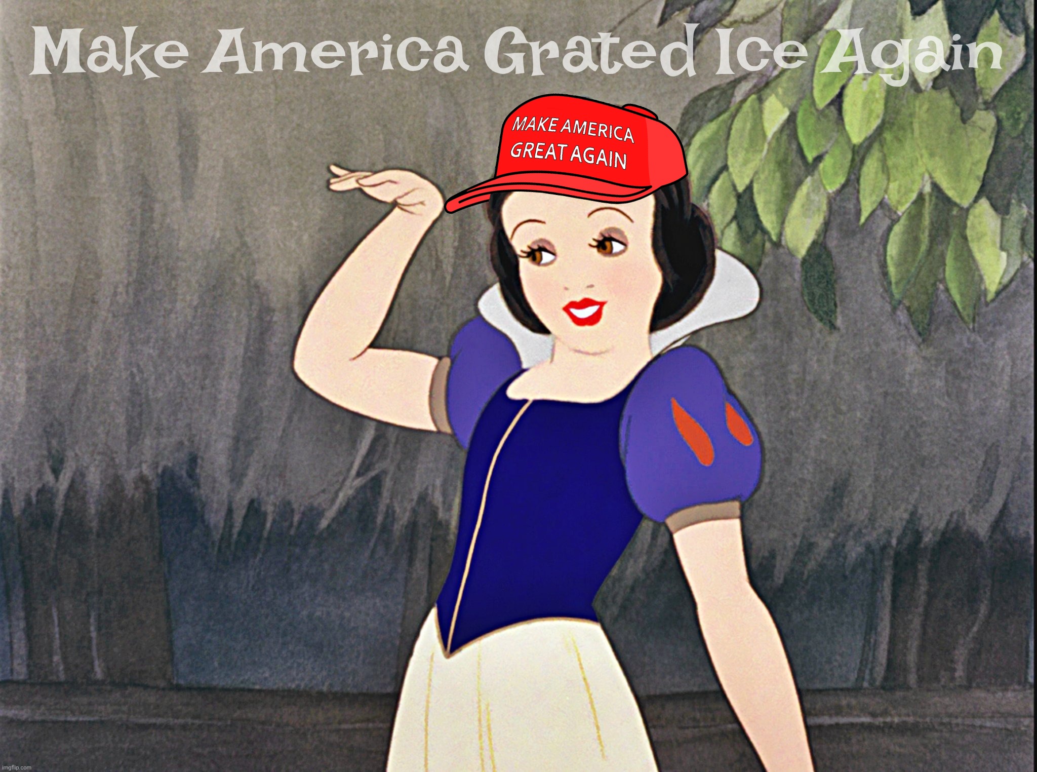 Magat going on about pure as snow | Make America Grated Ice Again | image tagged in snow white wave,maga,make america snow white again,make america grated ice again,snow white and the mental dwarves,magats | made w/ Imgflip meme maker