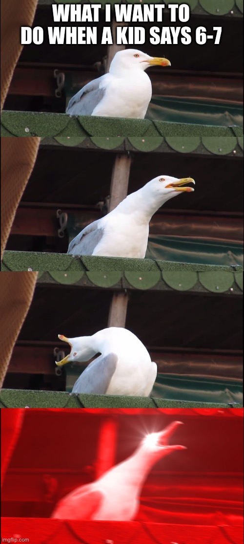 Inhaling Seagull | WHAT I WANT TO DO WHEN A KID SAYS 6-7 | image tagged in memes,inhaling seagull | made w/ Imgflip meme maker