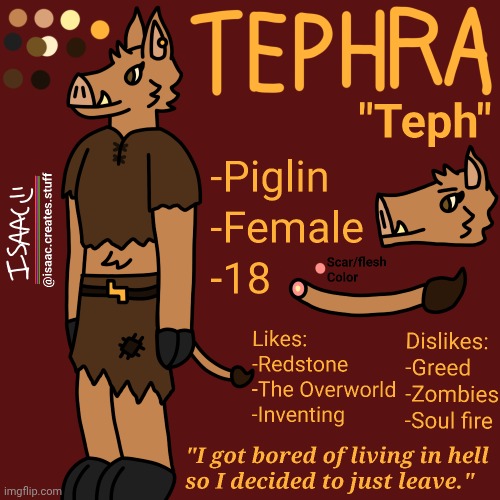 Minecraft piglin OC | image tagged in minecraft,pig,furry | made w/ Imgflip meme maker