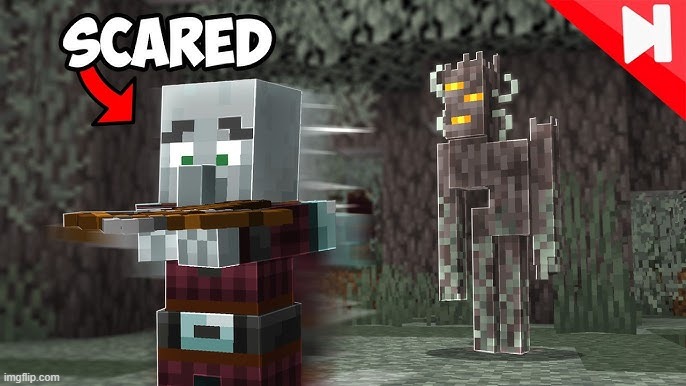 Pillager Running Away From Creaking | image tagged in pillager running away from creaking | made w/ Imgflip meme maker