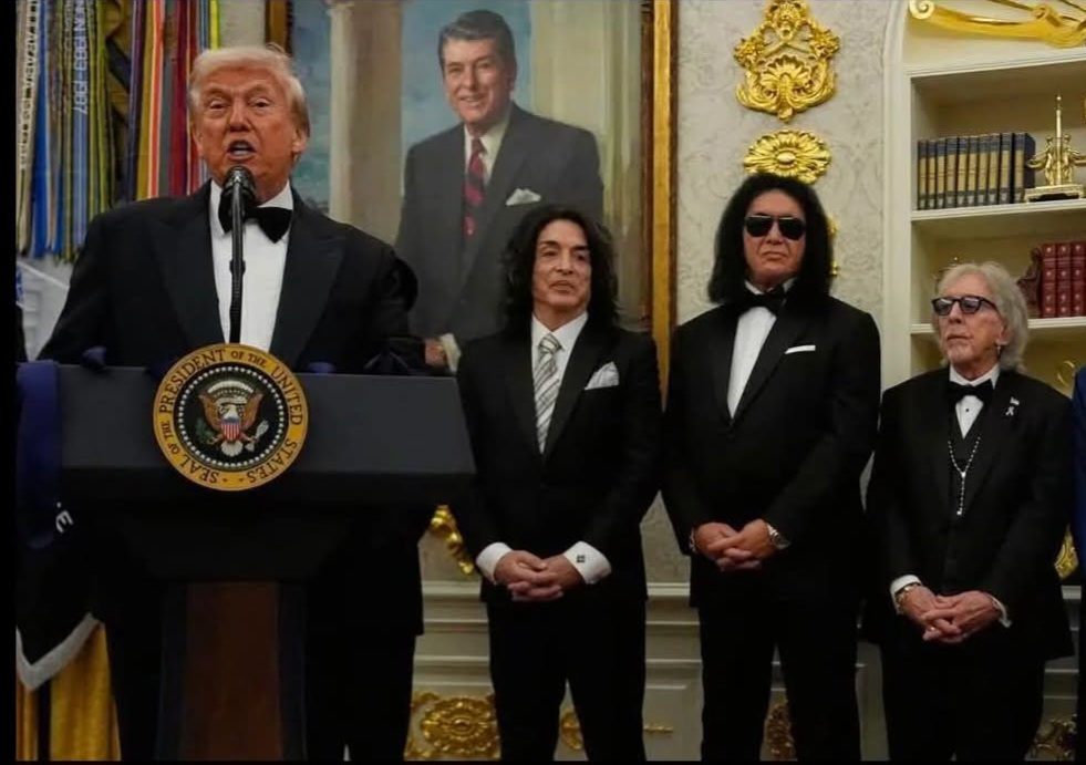 Kiss to change their face paint to Donald Trump orange spray Blank Meme Template