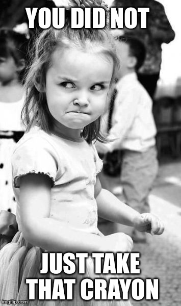 Angry Toddler Meme | YOU DID NOT JUST TAKE THAT CRAYON | image tagged in memes,angry toddler | made w/ Imgflip meme maker
