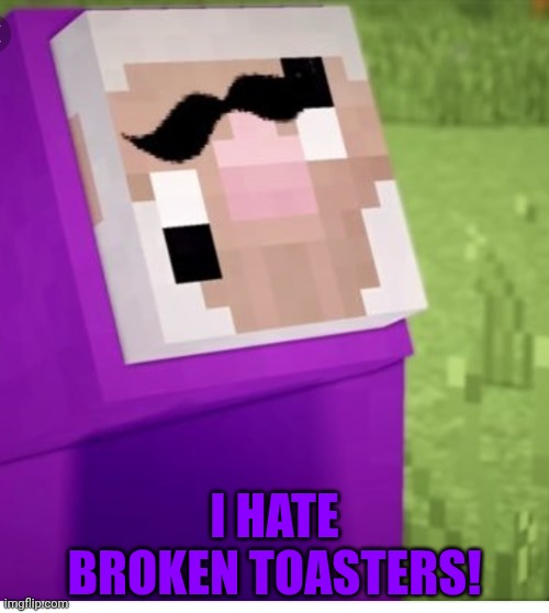 Purple Shep | I HATE BROKEN TOASTERS! | image tagged in purple shep | made w/ Imgflip meme maker