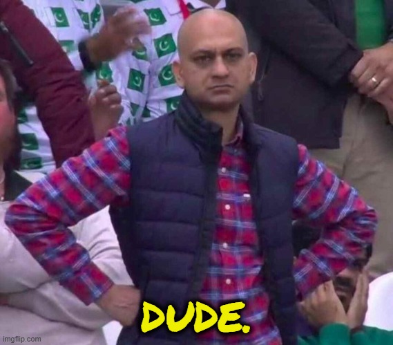 Disappointed Indian Dude | DUDE. | image tagged in disappointed indian guy,disappointed indian man,disappointed indian guy dude,dude,dude i'm right here,i'm right here | made w/ Imgflip meme maker