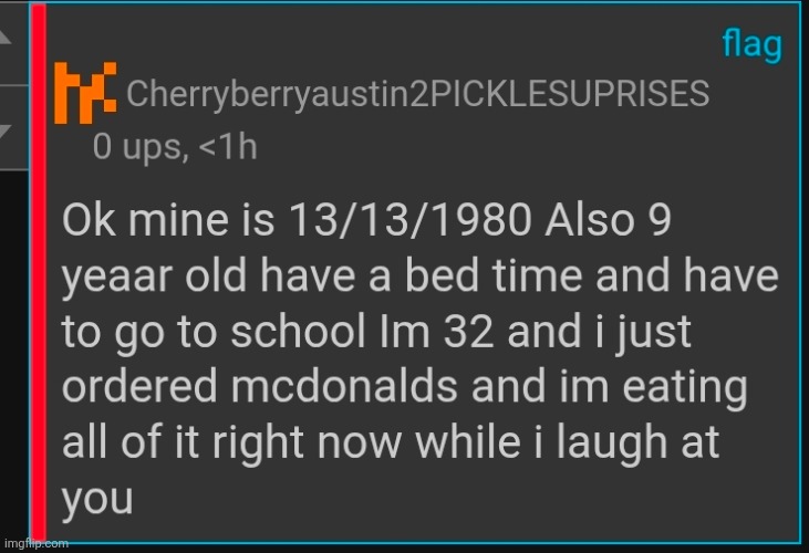 A: no 13th month. B:if he was born in 1980 he would have been 32 in 2012. C: he acts 9 | made w/ Imgflip meme maker