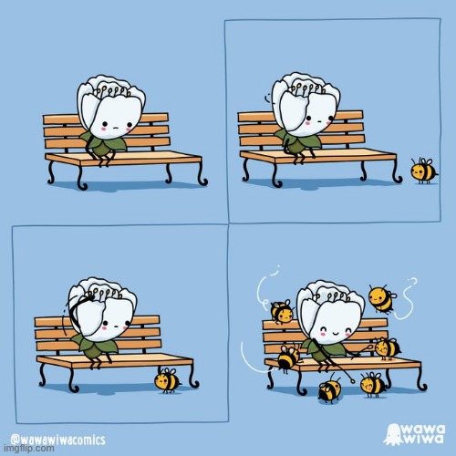 image tagged in flower,bee,bees,pollen,food,feeding | made w/ Imgflip meme maker